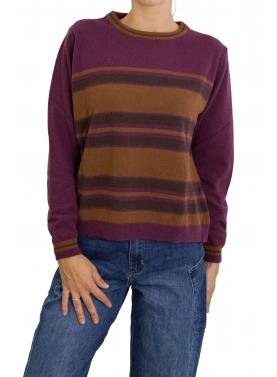 Maglione girocollo a righe multicolor 